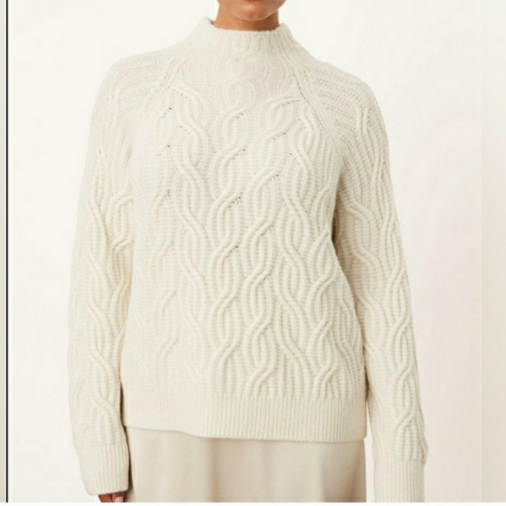 Vince size XXXL / 3X Cream / White / Ivory cable knit cashmere blend sweater